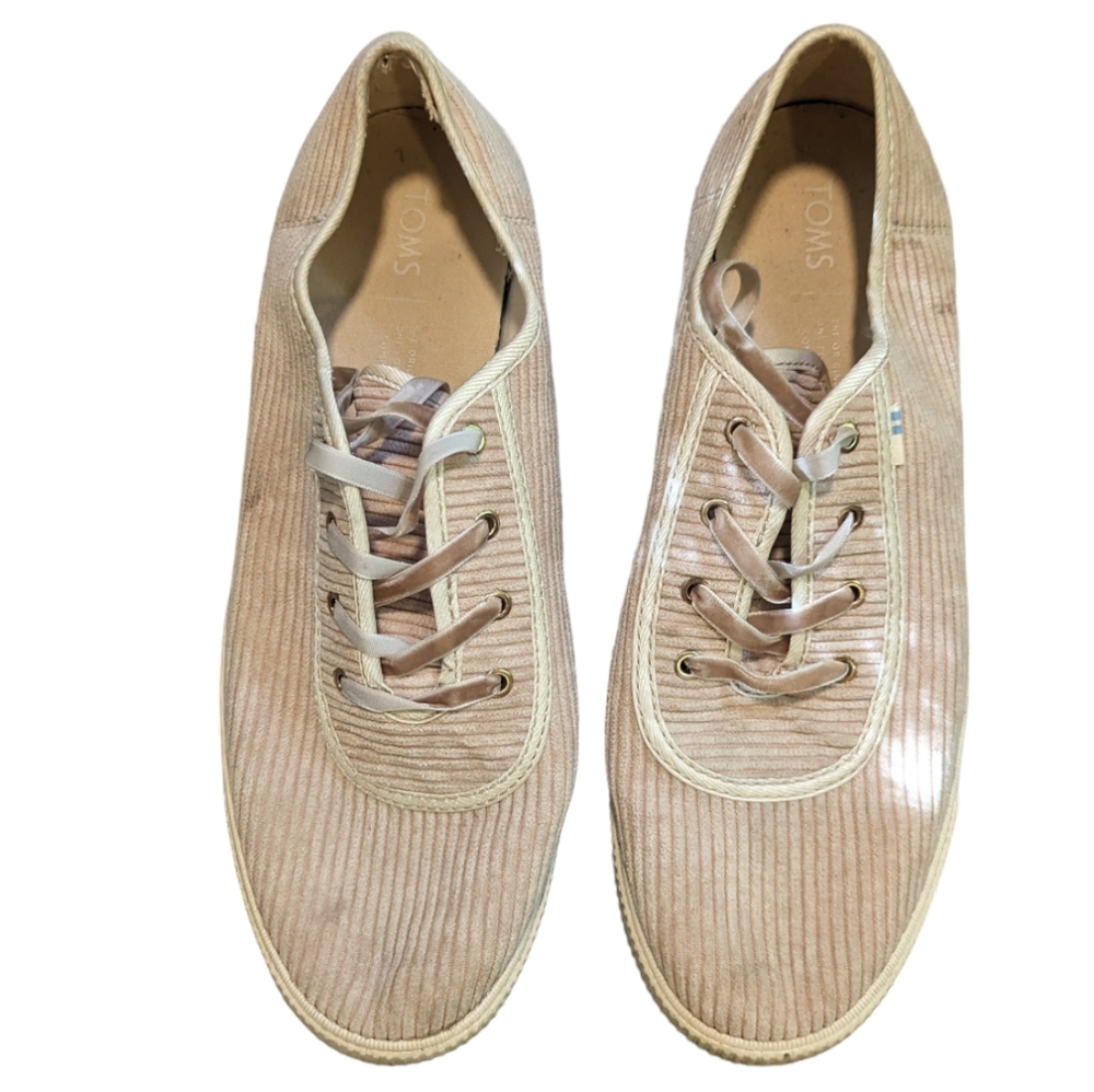 TOMS Oxford Tan Corduroy Carmel Lace Up Sneakers Size 9.5